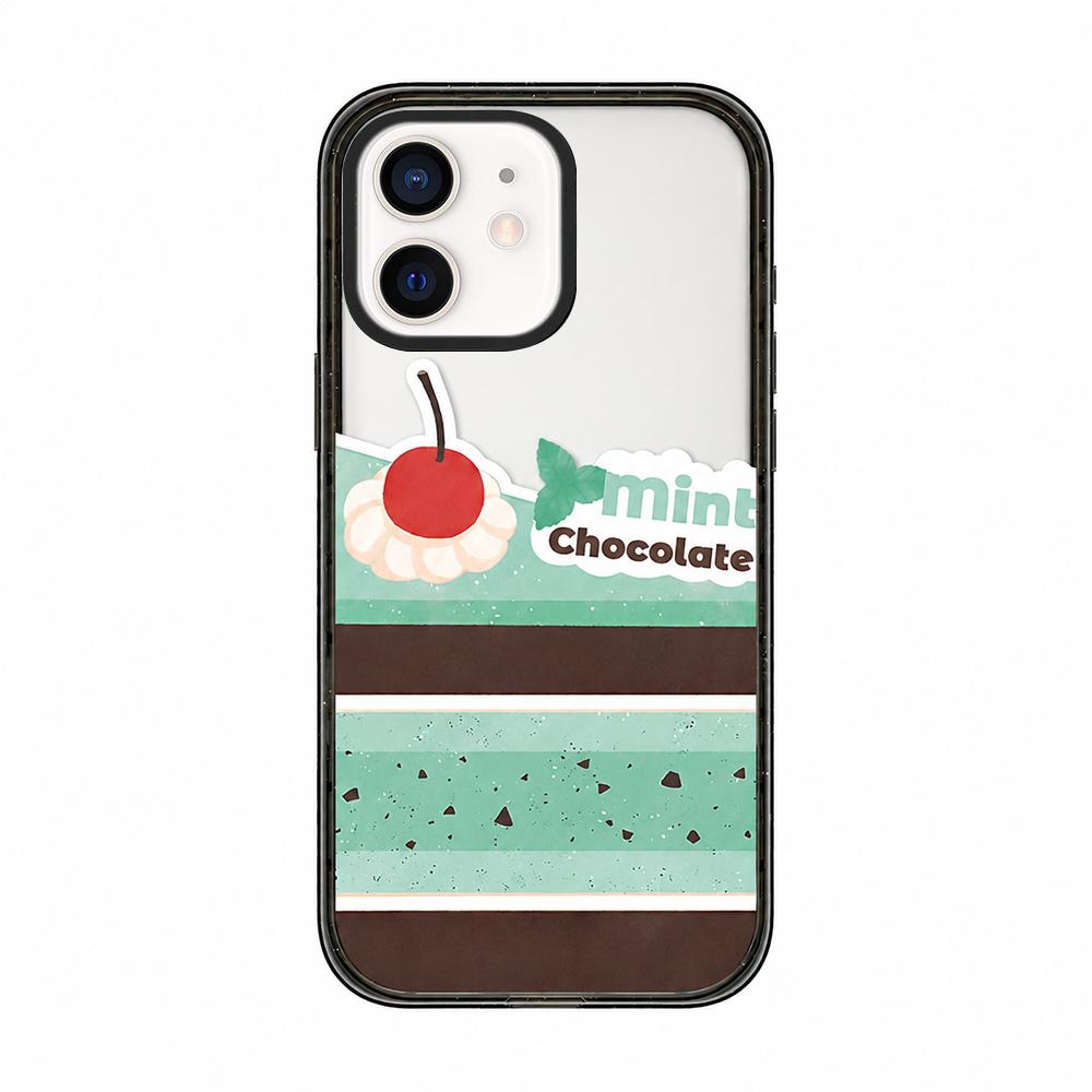 For iPhone 12 Matcha Latte Cake Pattern Acrylic TPU Phone Case - Mint Chocolate Cake - EDA009712820C