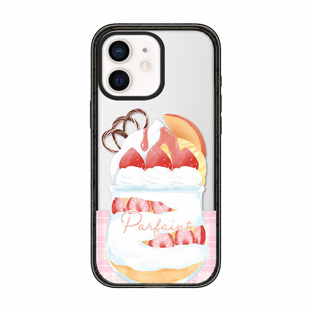 For iPhone 12 Matcha Latte Cake Pattern Acrylic TPU Phone Case - Strawberry Parfait Cup - EDA009712820D