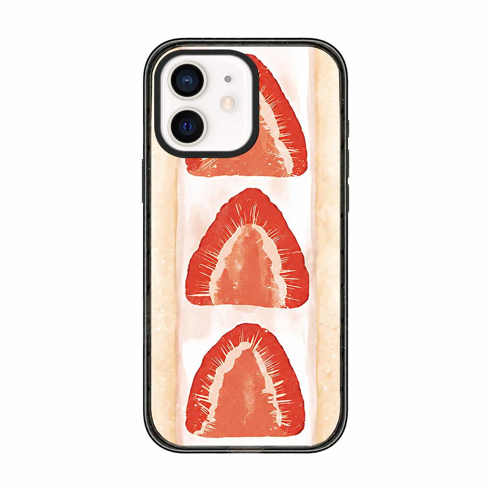 For iPhone 12 Matcha Latte Cake Pattern Acrylic TPU Phone Case - Watercolor Strawberry Toast - EDA009712820E