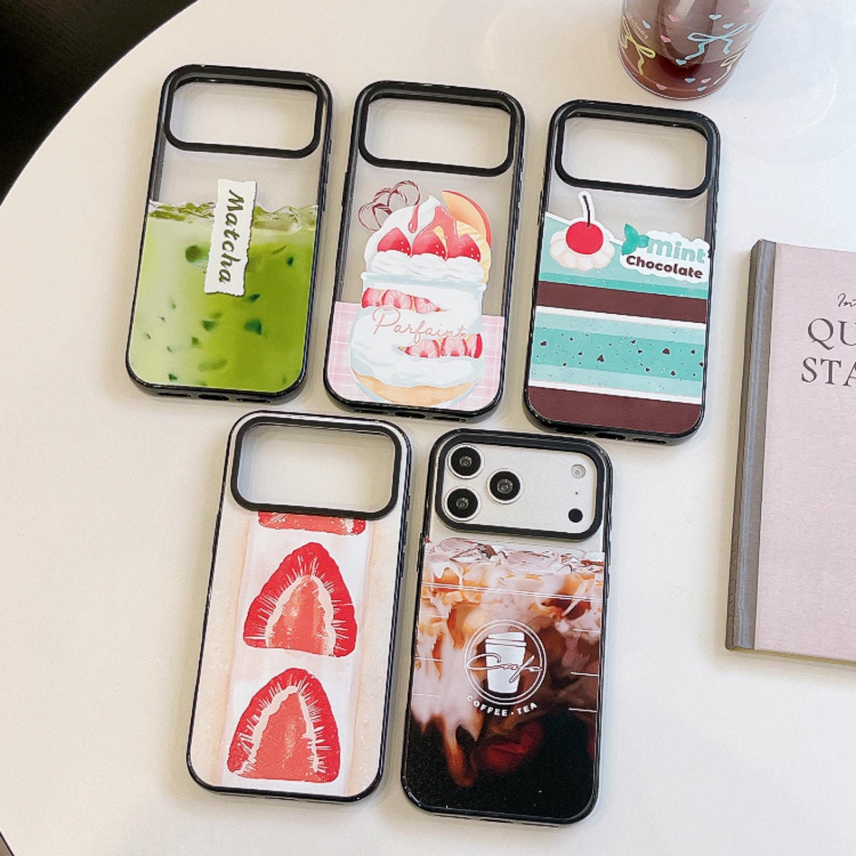 For iPhone 17 Pro Max Matcha Latte Cake Pattern Acrylic TPU Phone Case - Mint Chocolate Cake - EDA009712801C