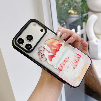 For iPhone 11 Matcha Latte Cake Pattern Acrylic TPU Phone Case - Strawberry Parfait Cup - EDA009712823D