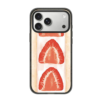 For iPhone 17 Pro Matcha Latte Cake Pattern Magnetic Acrylic TPU Phone Case - Watercolor Strawberry Toast - EDA009713102E