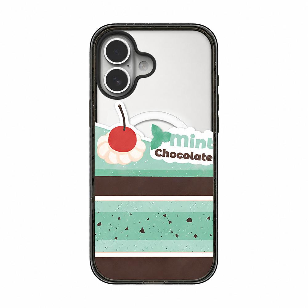 For iPhone 17 Matcha Latte Cake Pattern Magnetic Acrylic TPU Phone Case - Mint Chocolate Cake - EDA009713103C