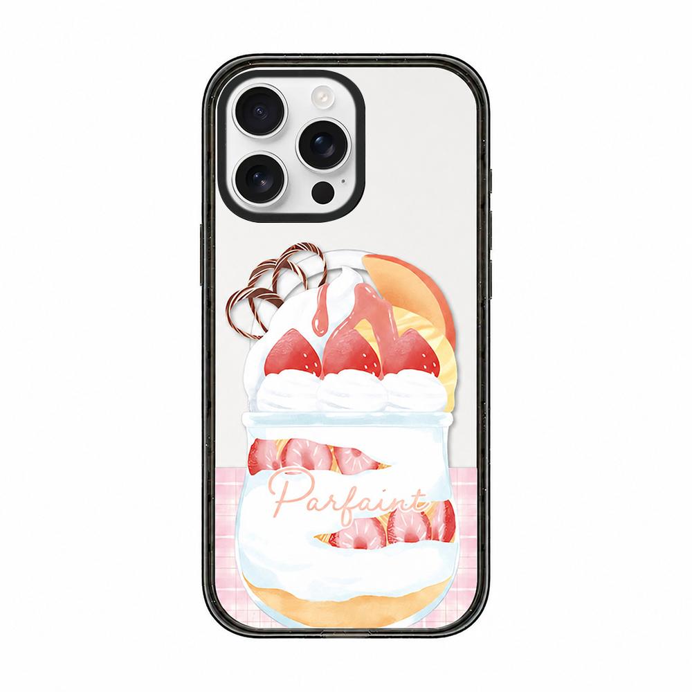 For iPhone 16 Pro Matcha Latte Cake Pattern Magnetic Acrylic TPU Phone Case - Strawberry Parfait Cup - EDA009713106D