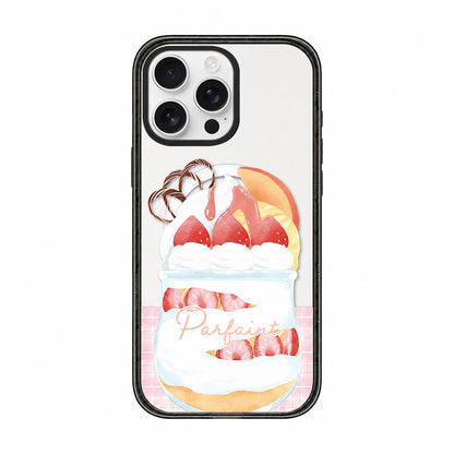 For iPhone 15 Pro Max Matcha Latte Cake Pattern Magnetic Acrylic TPU Phone Case - Strawberry Parfait Cup - EDA009713109D
