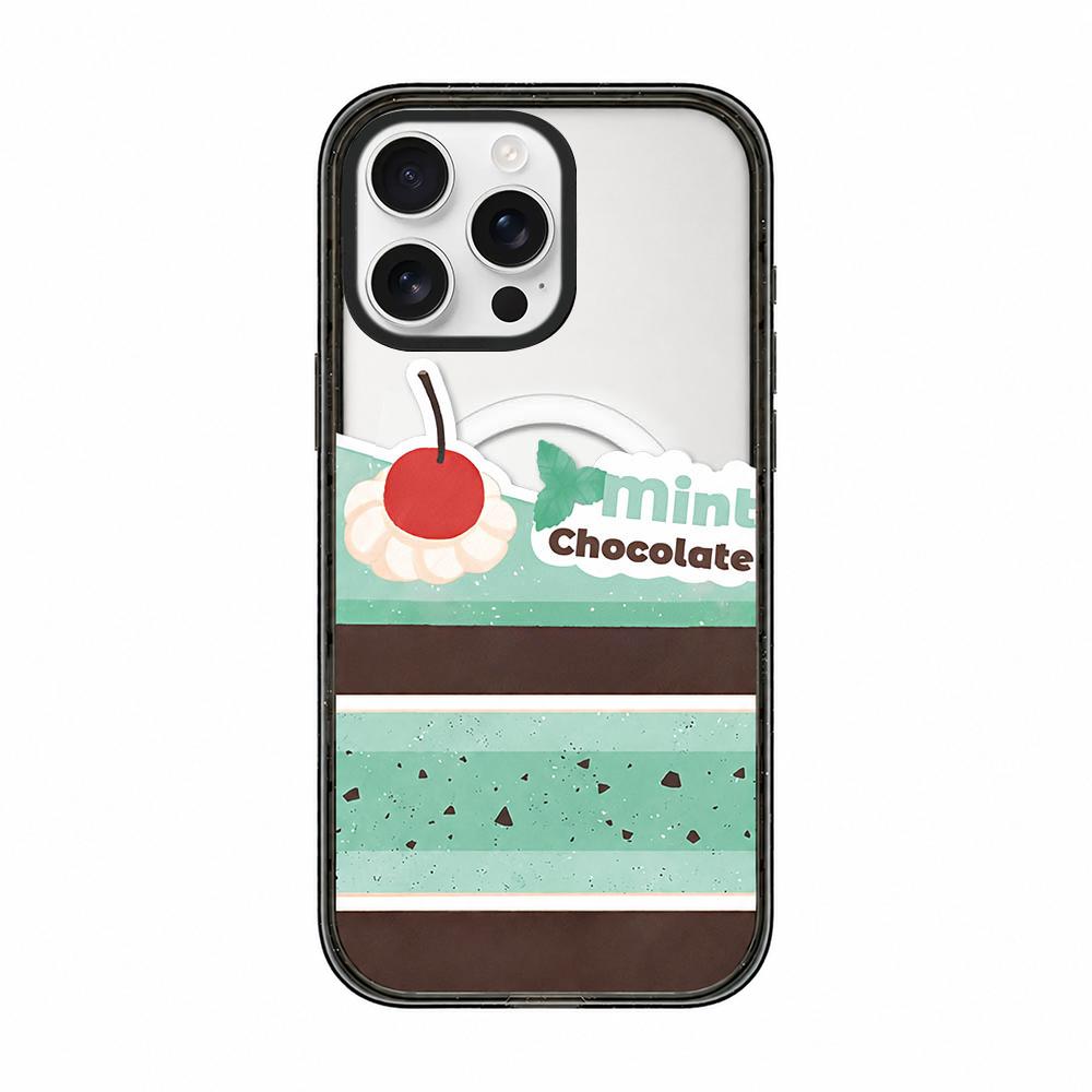 For iPhone 15 Pro Matcha Latte Cake Pattern Magnetic Acrylic TPU Phone Case - Mint Chocolate Cake - EDA009713110C
