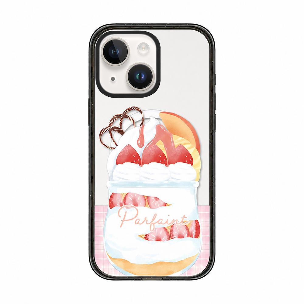 For iPhone 15 Matcha Latte Cake Pattern Magnetic Acrylic TPU Phone Case - Strawberry Parfait Cup - EDA009713112D