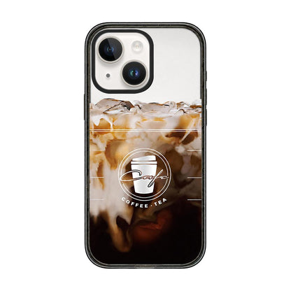 For iPhone 14 Plus Matcha Latte Cake Pattern Magnetic Acrylic TPU Phone Case - Iced Americano - EDA009713113B