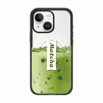 For iPhone 14 Matcha Latte Cake Pattern Magnetic Acrylic TPU Phone Case - Matcha Latte - EDA009713114A
