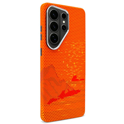For Galaxy S25 Ultra 5G Kevlar Texture Water Sticker Magnetic Phone Case - Orange - EDA009713201C