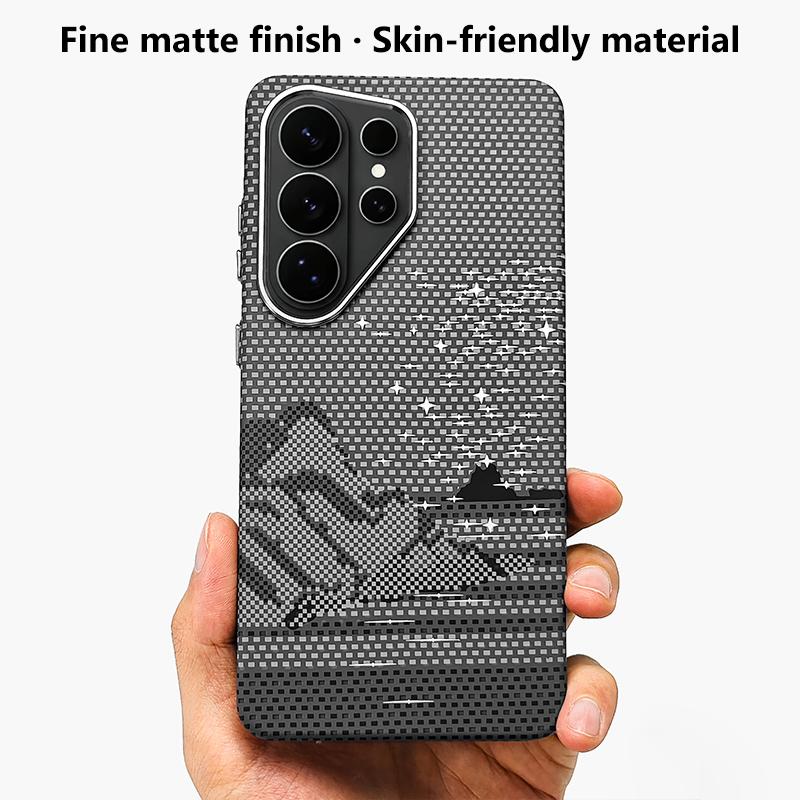 For Galaxy S25 Ultra 5G Kevlar Texture Water Sticker Magnetic Phone Case - Blue - EDA009713201B