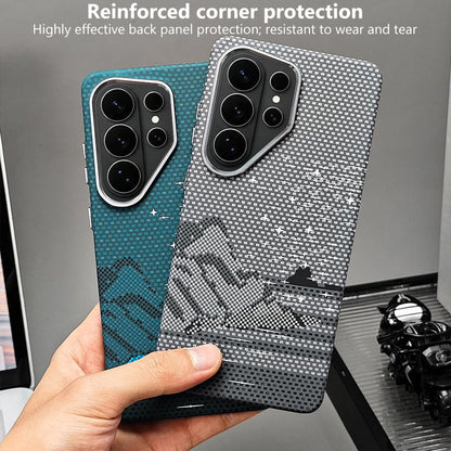 For Galaxy S25 Ultra 5G Kevlar Texture Water Sticker Magnetic Phone Case - Blue - EDA009713201B