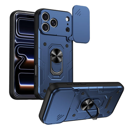 For iPhone 17 Pro Max Nanshan Armor Sliding Camshield Ring Holder Phone Case - Blue - EDA009714301B