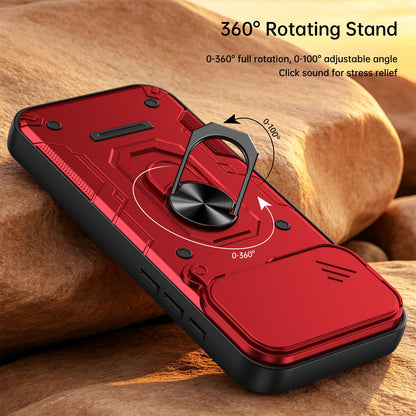 For iPhone 17 Pro Max Nanshan Armor Sliding Camshield Ring Holder Phone Case - Blue - EDA009714301B
