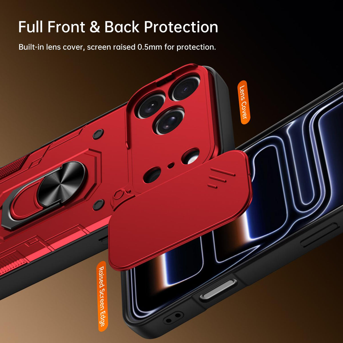 For iPhone 17 Pro Max Nanshan Armor Sliding Camshield Ring Holder Phone Case - Black - EDA009714301C