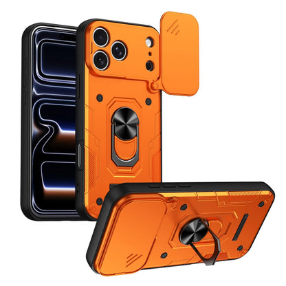 For iPhone 17 Pro Nanshan Armor Sliding Camshield Ring Holder Phone Case - Orange - EDA009714302A