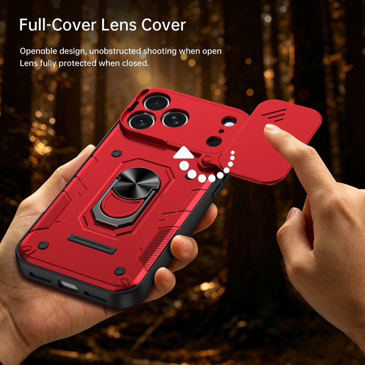 For iPhone 17 Pro Nanshan Armor Sliding Camshield Ring Holder Phone Case - Black - EDA009714302C