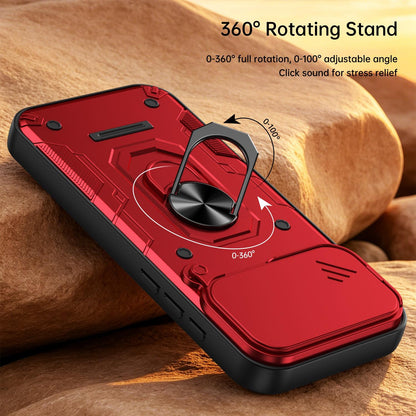 For iPhone 17 Pro Nanshan Armor Sliding Camshield Ring Holder Phone Case - Purple - EDA009714302E