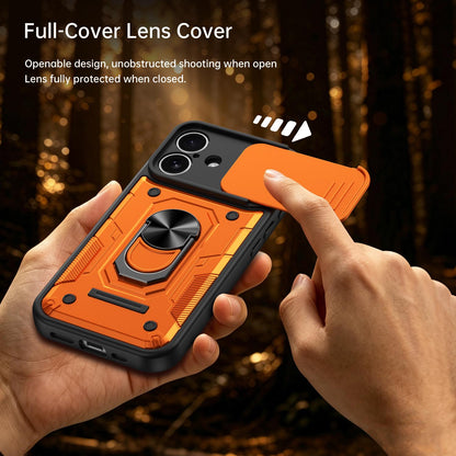 For iPhone 17 Nanshan Armor Sliding Camshield Ring Holder Phone Case - Blue - EDA009714303B
