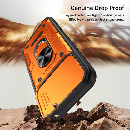 For iPhone 17 Nanshan Armor Sliding Camshield Ring Holder Phone Case - Red - EDA009714303D