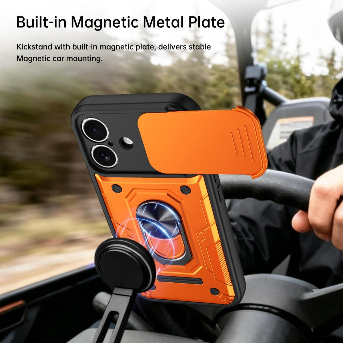 For iPhone 16 Nanshan Armor Sliding Camshield Ring Holder Phone Case - Blue - EDA009714306B