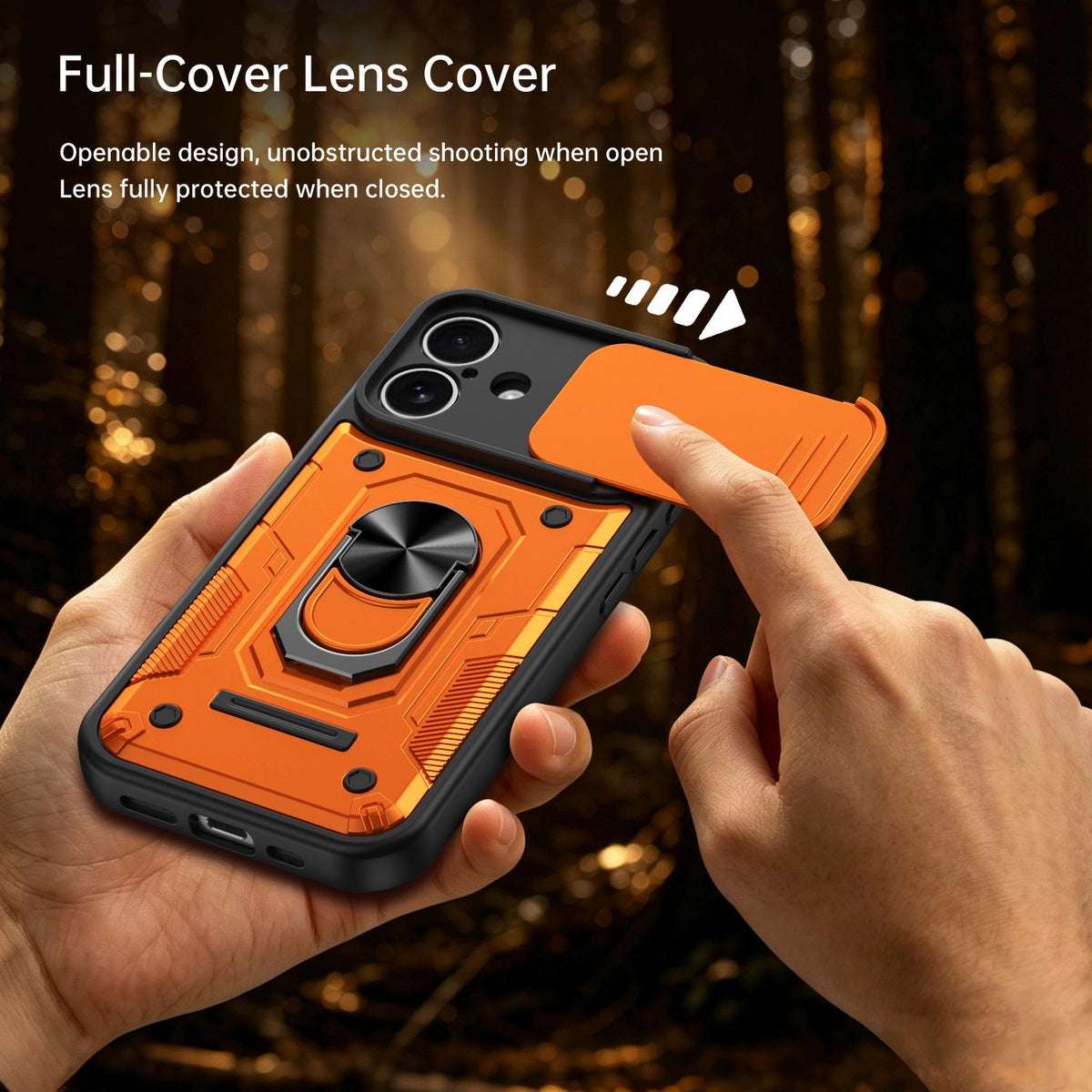 For iPhone 16 Nanshan Armor Sliding Camshield Ring Holder Phone Case - Red - EDA009714306D