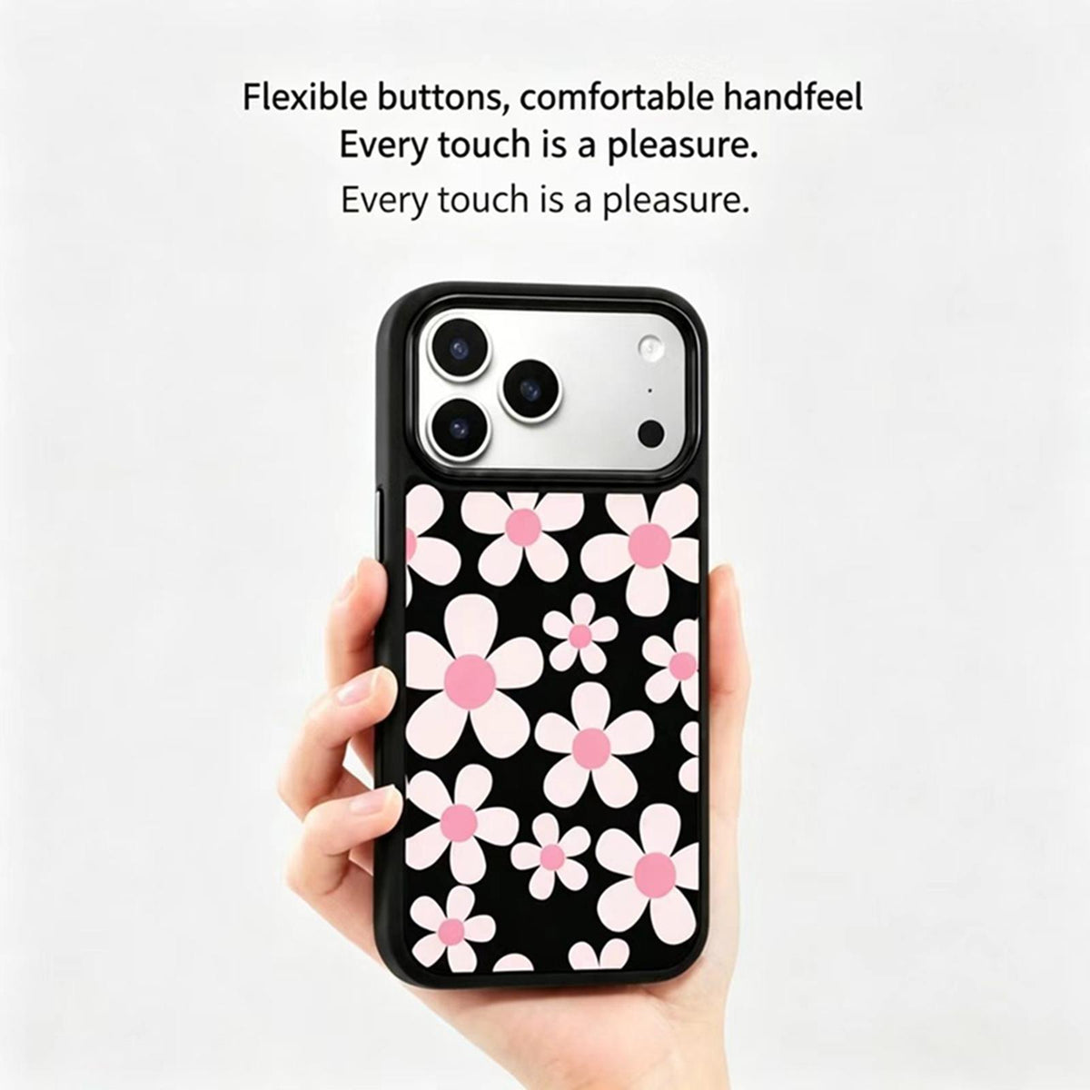 For iPhone 17 Bouquet Pattern Anti-Drop PC Silicone Phone Case - Cherry Blossoms - EDA009714503A