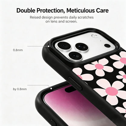 For iPhone 18 Pro /  17 Pro Bouquet Pattern Anti-Drop PC Silicone Phone Case - Cherry Blossoms - EDA009714502A
