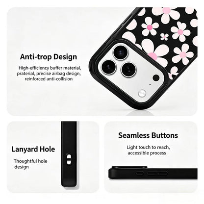 For iPhone 18 Pro Max / 17 Pro Max Bouquet Pattern Anti-Drop PC Silicone Phone Case - Cherry Blossoms - EDA009714501A