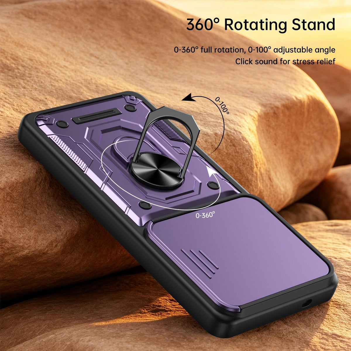 For Galaxy S26 Ultra 5G Nanshan Armor Sliding Camshield Ring Holder Phone Case - Blue - EDA009714701B