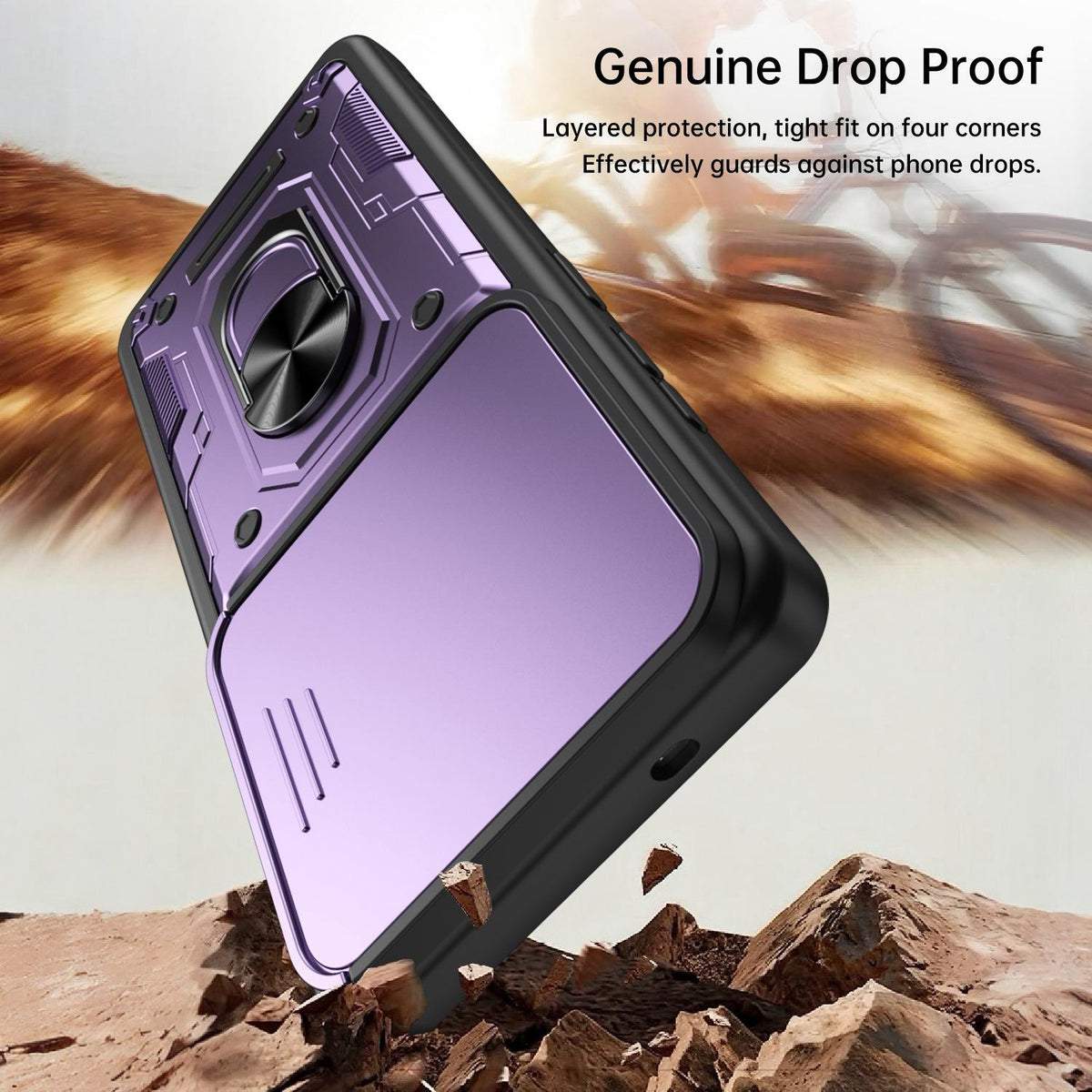 For Galaxy S26 Ultra 5G Nanshan Armor Sliding Camshield Ring Holder Phone Case - Black - EDA009714701C