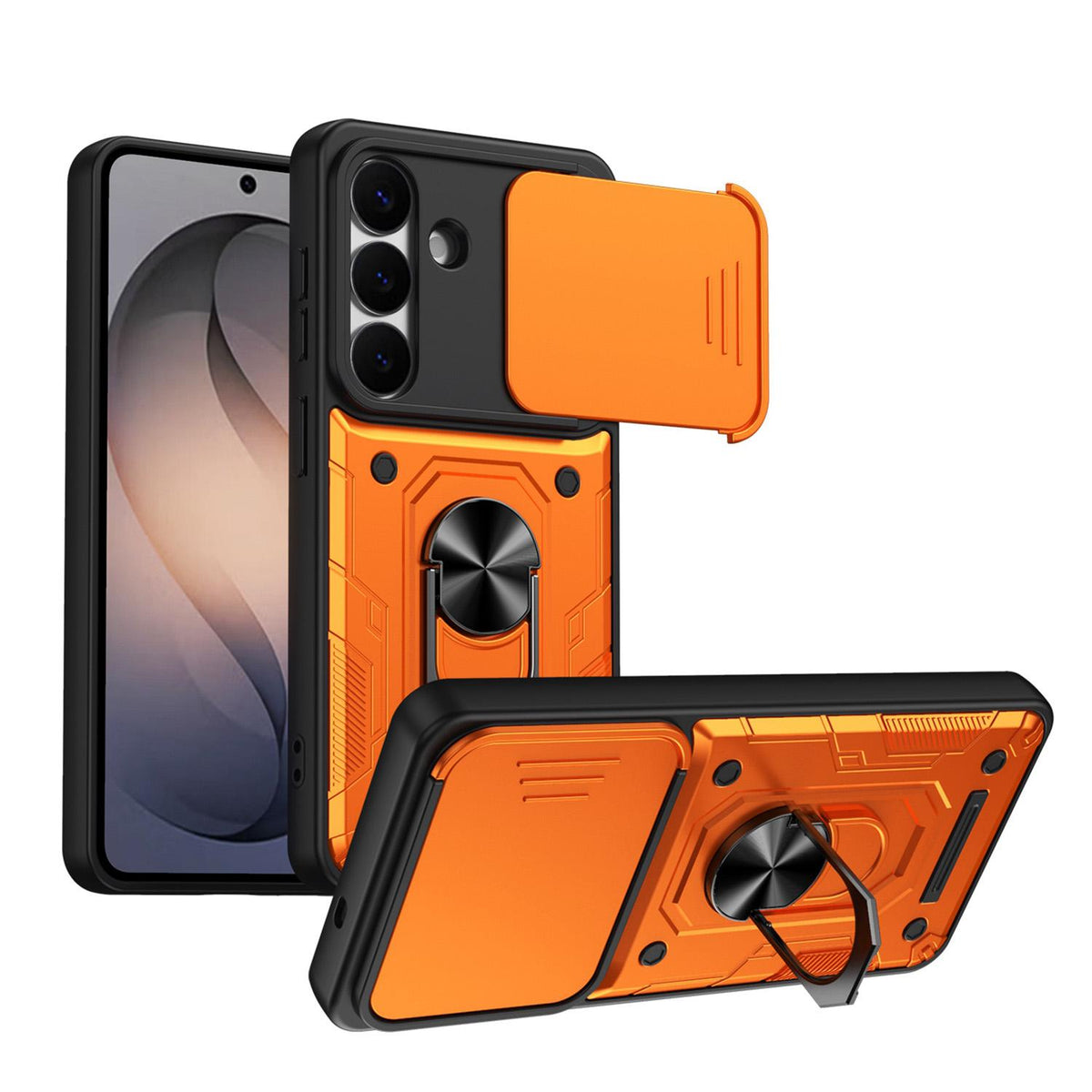 For Galaxy S26+ 5G Nanshan Armor Sliding Camshield Ring Holder Phone Case - Orange - EDA009714703A