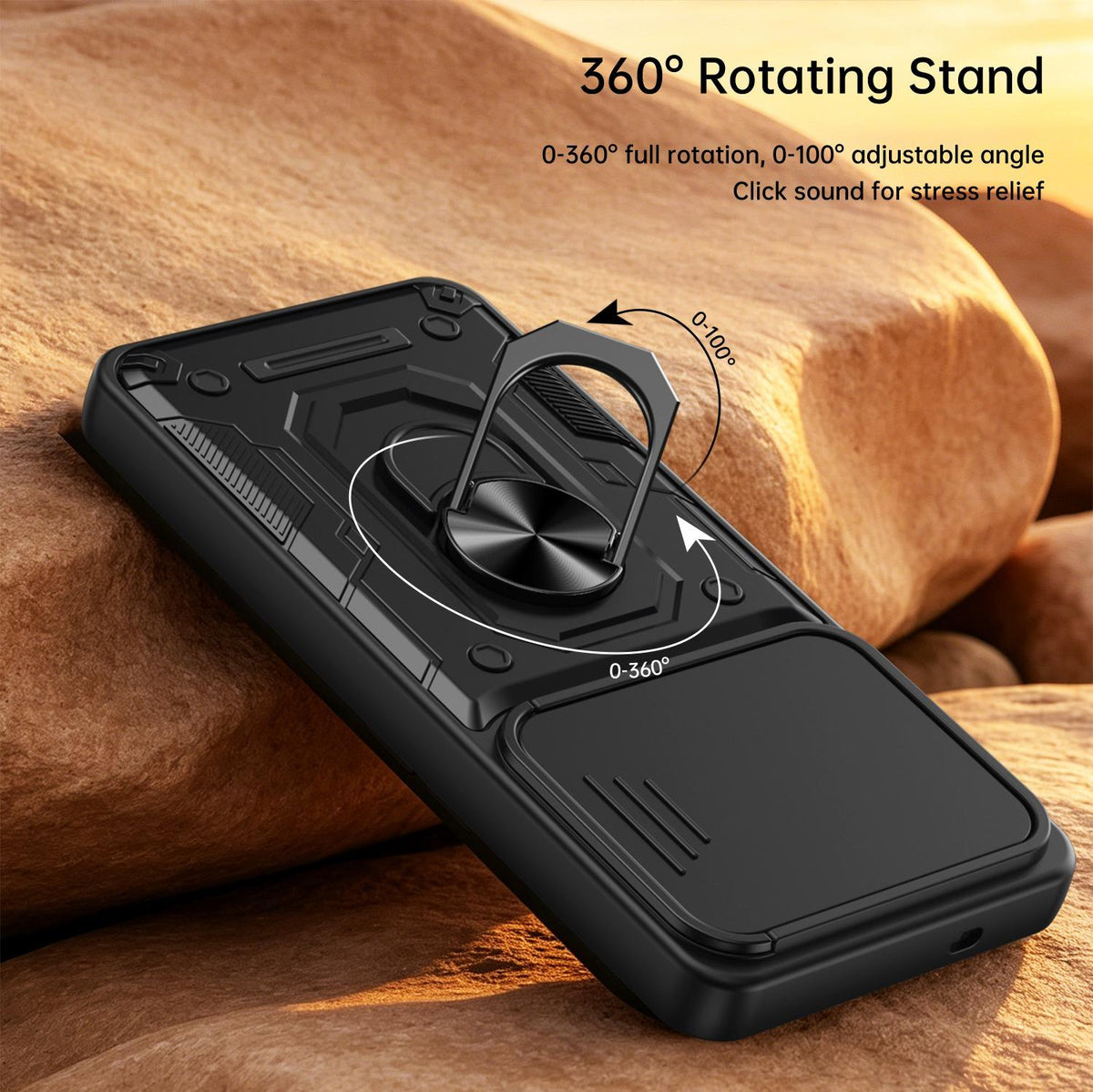 For Galaxy S26+ 5G Nanshan Armor Sliding Camshield Ring Holder Phone Case - Orange - EDA009714703A
