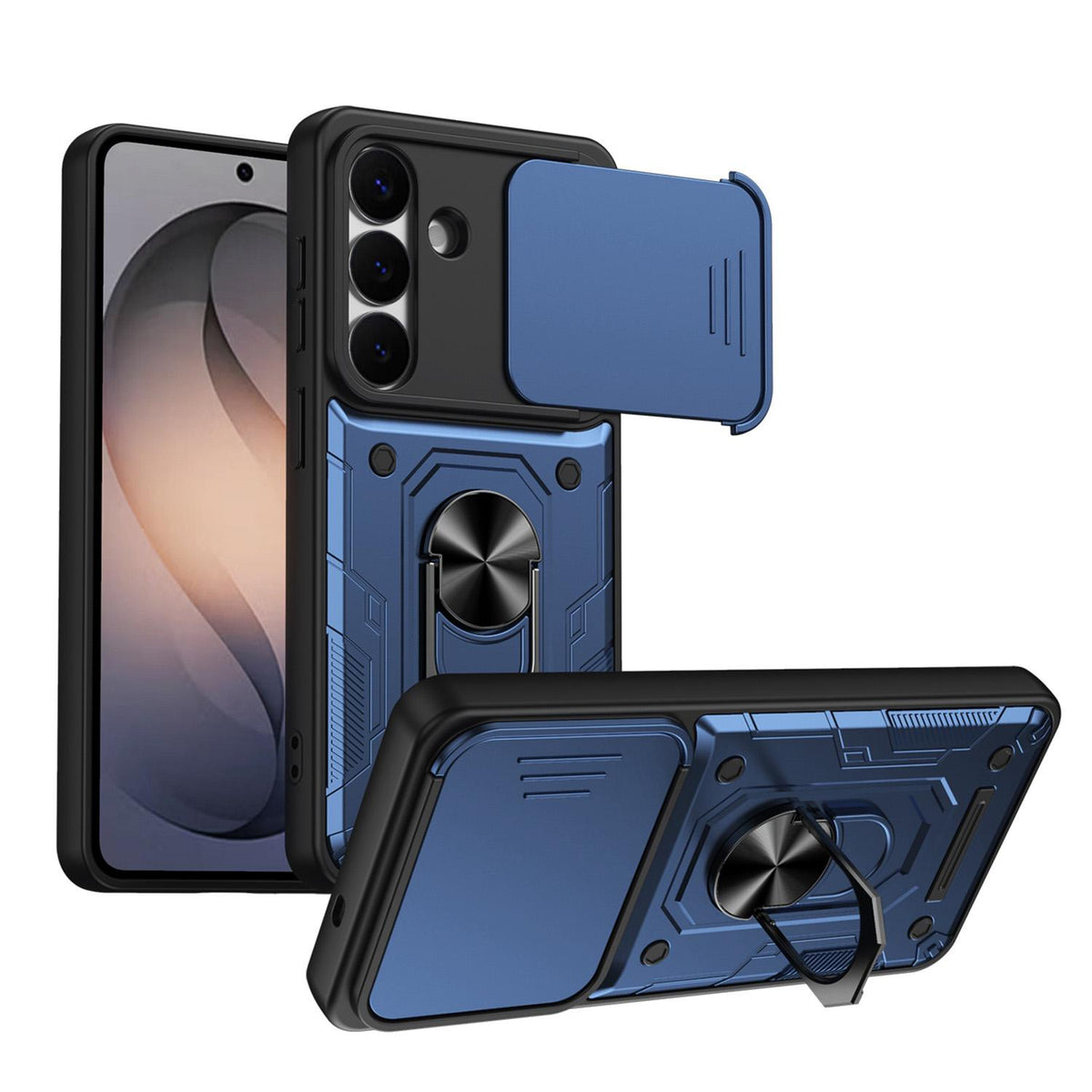 For Galaxy S26+ 5G Nanshan Armor Sliding Camshield Ring Holder Phone Case - Blue - EDA009714703B