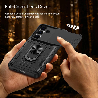 For Galaxy S26+ 5G Nanshan Armor Sliding Camshield Ring Holder Phone Case - Blue - EDA009714703B