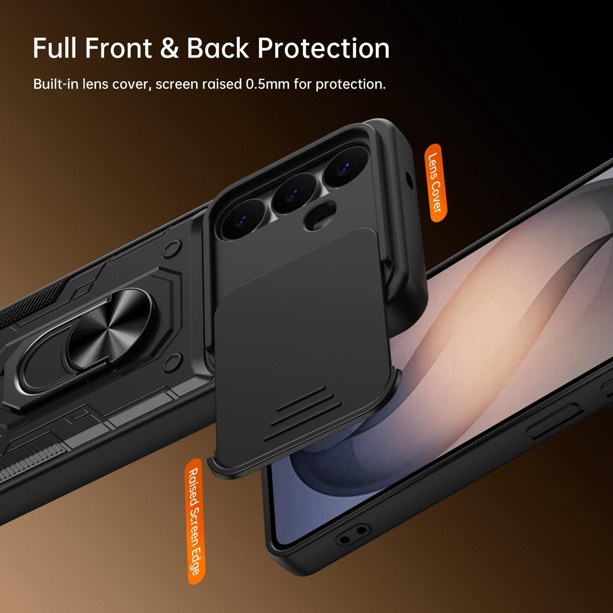 For Galaxy S26+ 5G Nanshan Armor Sliding Camshield Ring Holder Phone Case - Black - EDA009714703C