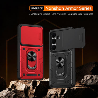 For Galaxy S26+ 5G Nanshan Armor Sliding Camshield Ring Holder Phone Case - Red - EDA009714703D