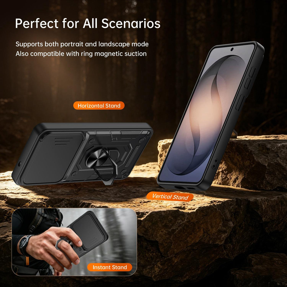 For Galaxy S26+ 5G Nanshan Armor Sliding Camshield Ring Holder Phone Case - Purple - EDA009714703E