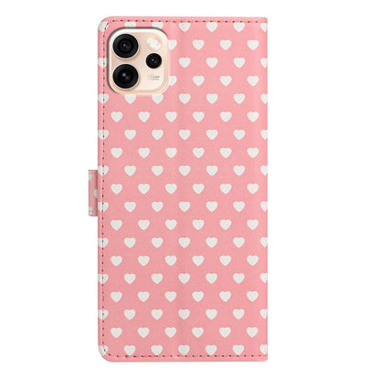 For OPPO Reno15 Pro India Hearts Pattern Buckle Vegan Leather Phone Case with Strap - Pink Hearts - EDA009716201B