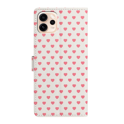 For OPPO Reno15 Pro India Hearts Pattern Buckle Vegan Leather Phone Case with Strap - Beige Hearts - EDA009716201F