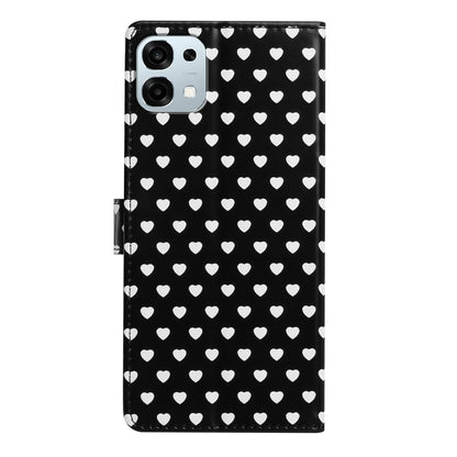 For OPPO A6 Pro 5G Global CPH2781 Hearts Pattern Buckle Vegan Leather Phone Case with Strap - Black Hearts - EDA009716204A