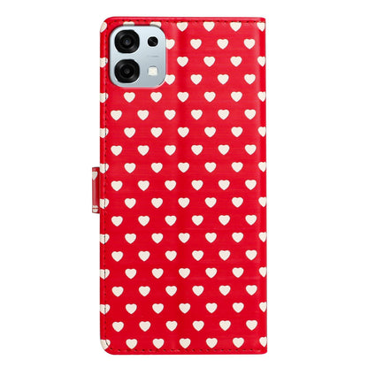 For OPPO A6 Pro 5G Global CPH2781 Hearts Pattern Buckle Vegan Leather Phone Case with Strap - Red Hearts - EDA009716204C