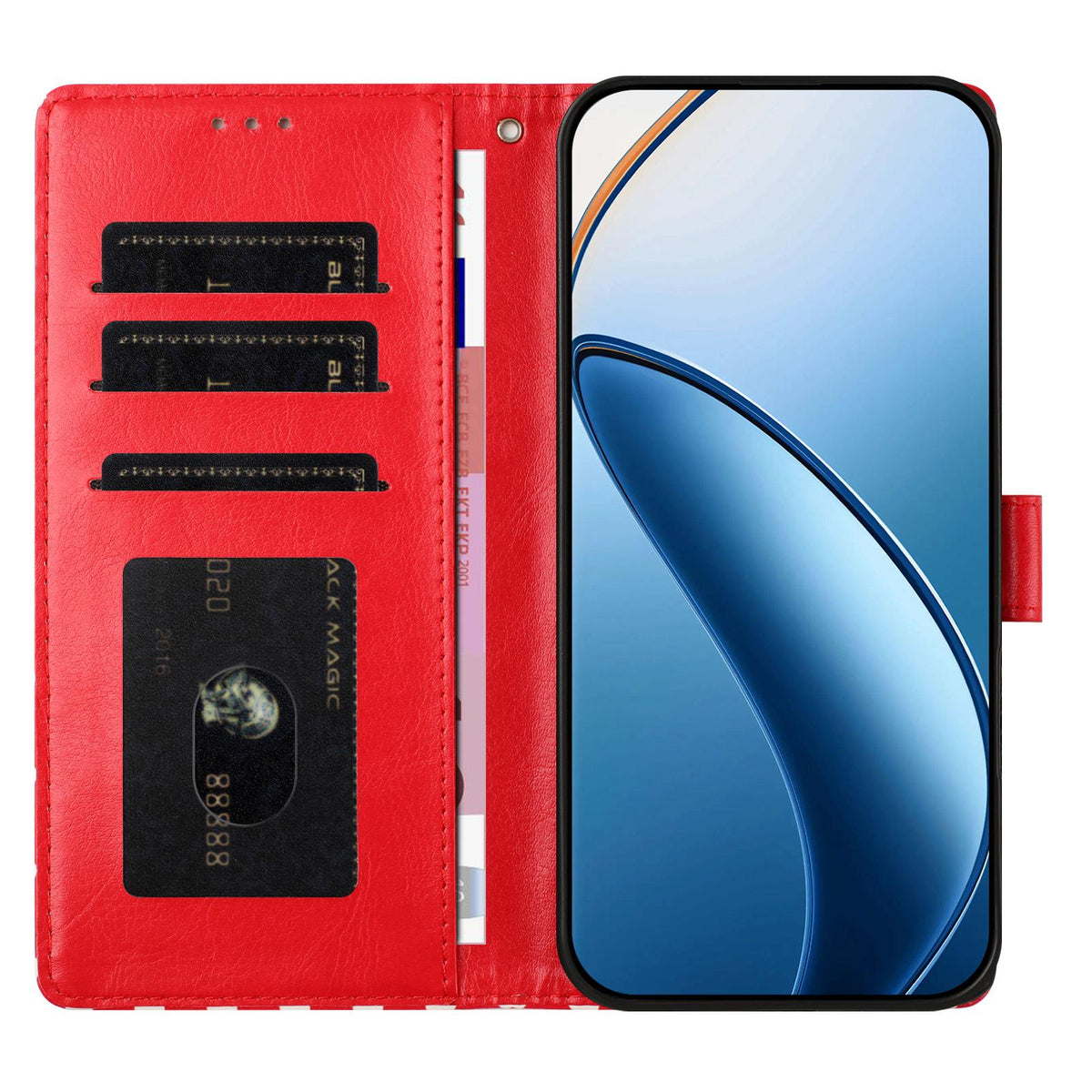 For OPPO A18 Hearts Pattern Buckle Vegan Leather Phone Case with Strap - Red Hearts - EDA009716206C