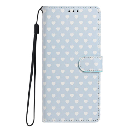 For OPPO A18 Hearts Pattern Buckle Vegan Leather Phone Case with Strap - Blue Hearts - EDA009716206E