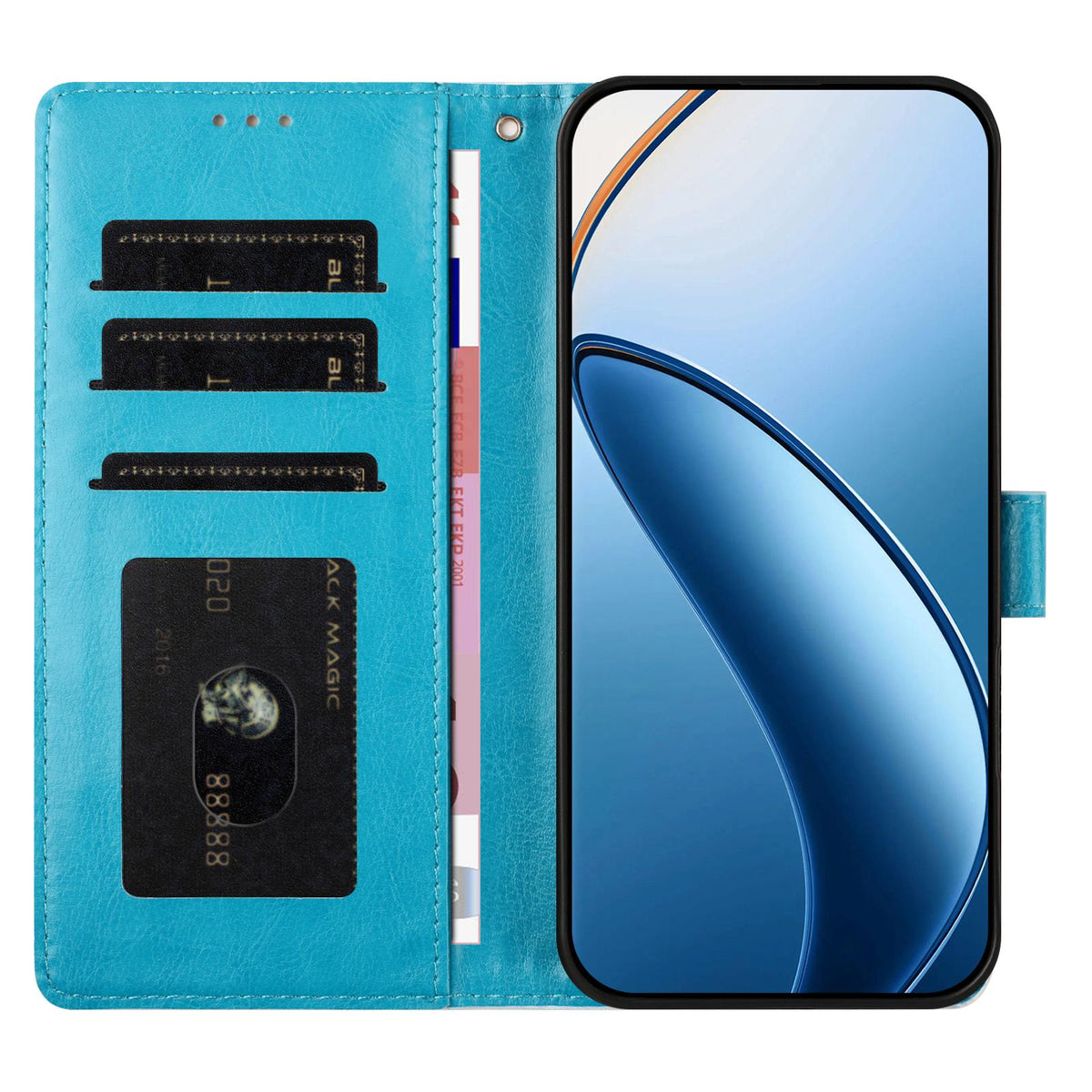 For OPPO A18 Hearts Pattern Buckle Vegan Leather Phone Case with Strap - Blue Hearts - EDA009716206E