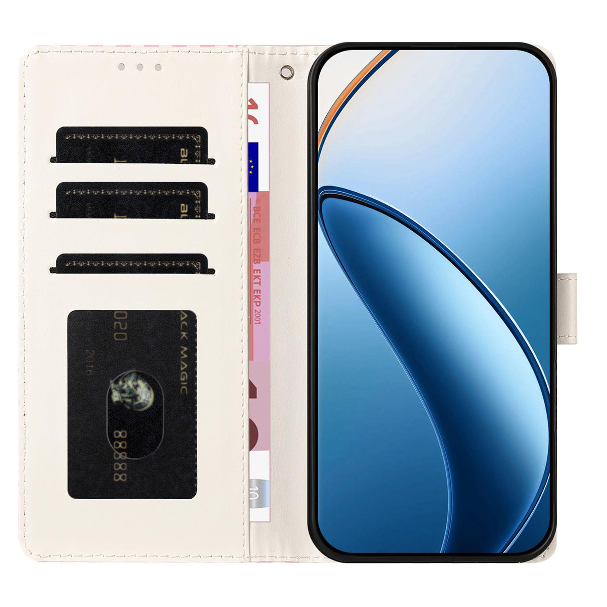 For OPPO A18 Hearts Pattern Buckle Vegan Leather Phone Case with Strap - Beige Hearts - EDA009716206F