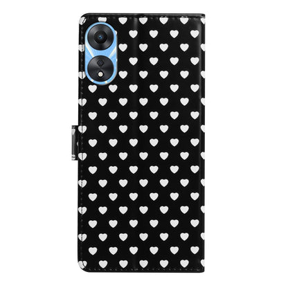 For OPPO A78 Hearts Pattern Buckle Vegan Leather Phone Case with Strap - Black Hearts - EDA009716208A