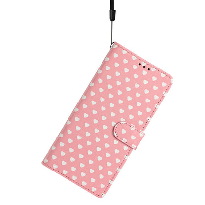 For OPPO A78 Hearts Pattern Buckle Vegan Leather Phone Case with Strap - Pink Hearts - EDA009716208B