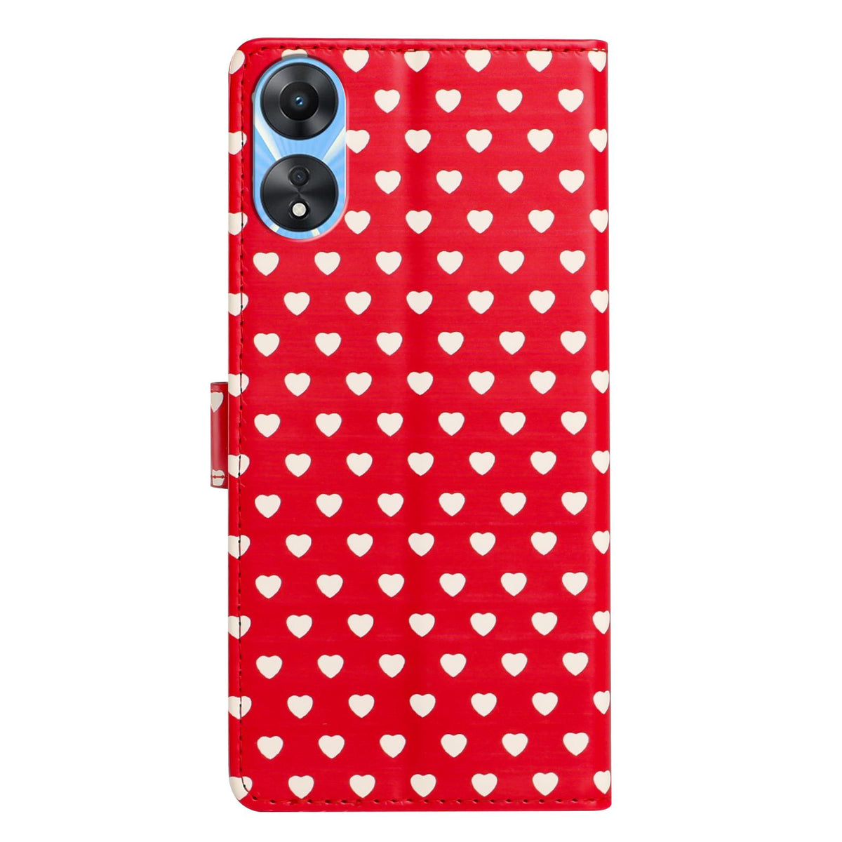 For OPPO A78 Hearts Pattern Buckle Vegan Leather Phone Case with Strap - Red Hearts - EDA009716208C