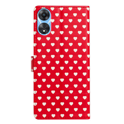 For OPPO A78 Hearts Pattern Buckle Vegan Leather Phone Case with Strap - Red Hearts - EDA009716208C